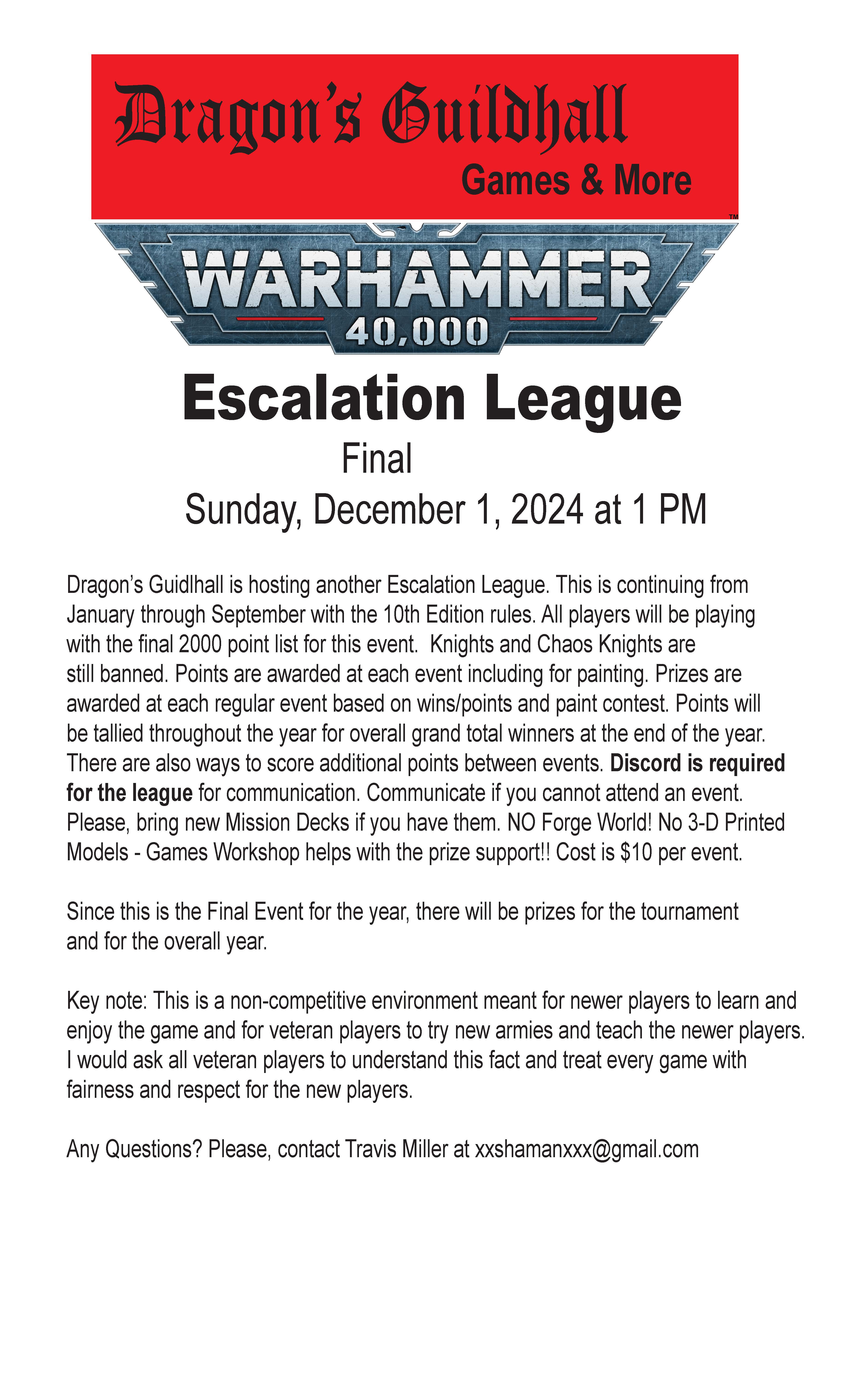 Escalation league final December 24